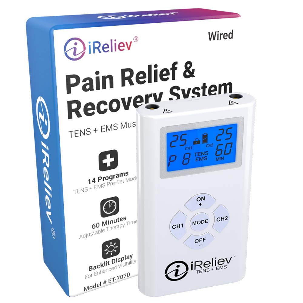 iReliev ET-7070 |TENS EMS Pain Relief & Recovery System