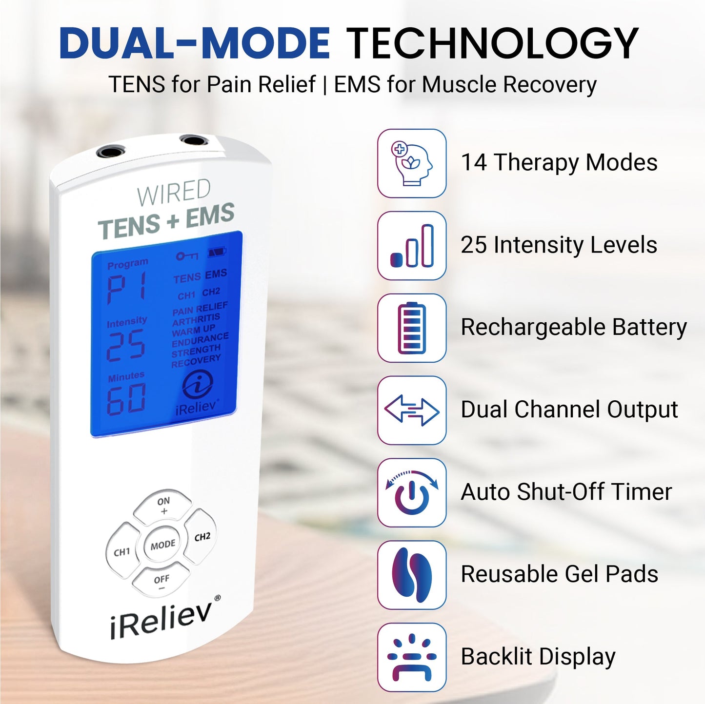 iReliev ET-8080 | Premium TENS EMS Machine